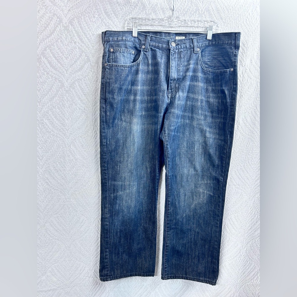Merona Men's Dark Distressed  Blue Relaxed Fit Straight Jeans